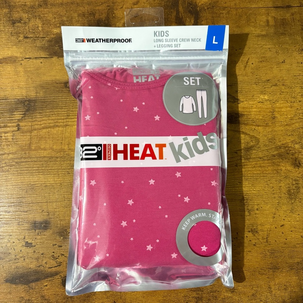 32 Degrees Heat Weatherproof Fitted Based Layered Set Size L Pink NEW